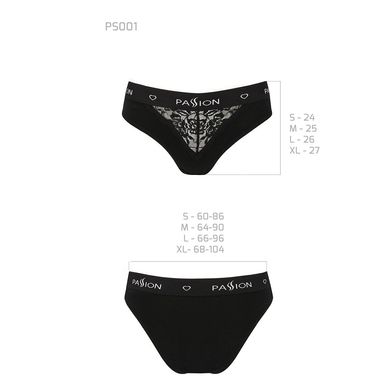 Трусики з широкою гумкою і мереживом Passion PS001 PANTIES L, black SO4159 фото