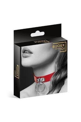 Чокер з кільцем для повідця Bijoux Pour Toi - FETISH Red, екошкіра SO1880 фото