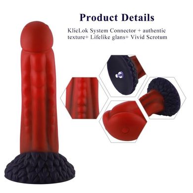 Силіконовий дилдо Hismith 8.35" Curved Silicone Dildo Red Monster Series SO9966 фото