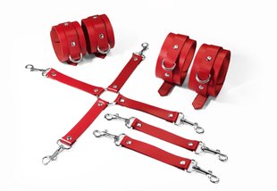 Набір для БДСМ 3 в 1 Feral Feelings BDSM Kit 3 Red, red, наручники, поножі, хрестовина SO8270 фото