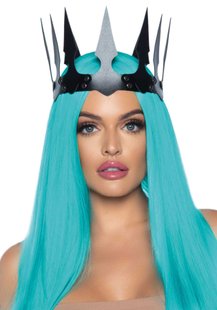 Корона злої королеви Leg Avenue Faux leather spiked crown, штучна шкіра, заклепки SO7950 фото