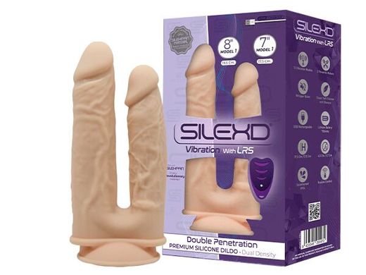 Подвійний фалоімітатор з вібрацією SilexD Double Gusto Vibro Flesh (Model 1 size 8" & 7") + LRS, діа SO8209 фото