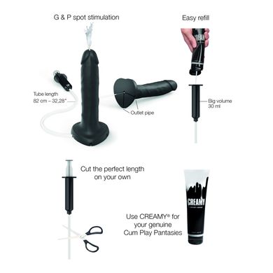 Фалоімітатор, що кінчає Strap-On-Me Squirting Cum Dildo Realistic Black, діам. 3,9 см, силікон SO9017 фото