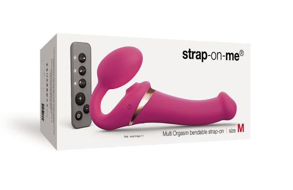 Безремінний вібрострапон з вакуумною стимуляцією Strap-On-Me MULTI ORGASM Fuchsia M, регульований SO6822 фото