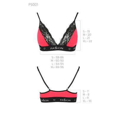 Еластичний топ з мереживом Passion PS001 TOP L, red-black SO4183 фото