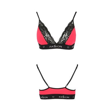 Еластичний топ з мереживом Passion PS001 TOP L, red-black SO4183 фото