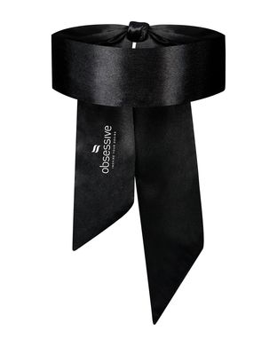 Атласна пов’язка маска Obsessive Blindfold black One size, чорна SO7300 фото