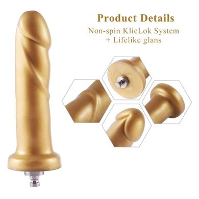 Золотий фалоімітатор Hismith 6.8″ Golden Silicone Dildo, система KlicLok SO6202 фото