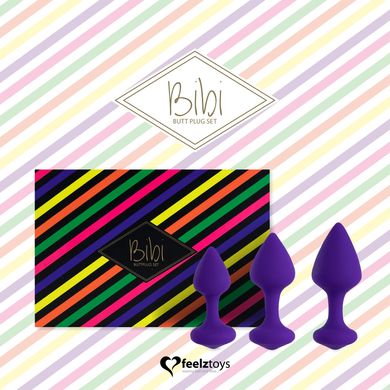 Набір силіконових анальних пробок FeelzToys - Bibi Butt Plug Set 3 pcs Purple SO5064 фото