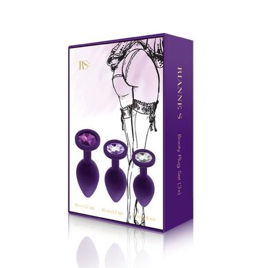 Набір силіконових анальних пробок із кристалом Rianne S: Booty Plug Set Purple, діаметр 2,7см, 3,5см SO3908 фото