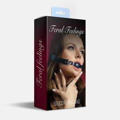 Кляп силіконовий Feral Feelings Silicon Ball Gag Black/Black, чорний ремінець, чорна кулька SO8265 фото