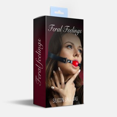 Кляп силіконовий Feral Feelings Silicon Ball Gag Black/Red, чорний ремінець, червона кулька SO8266 фото